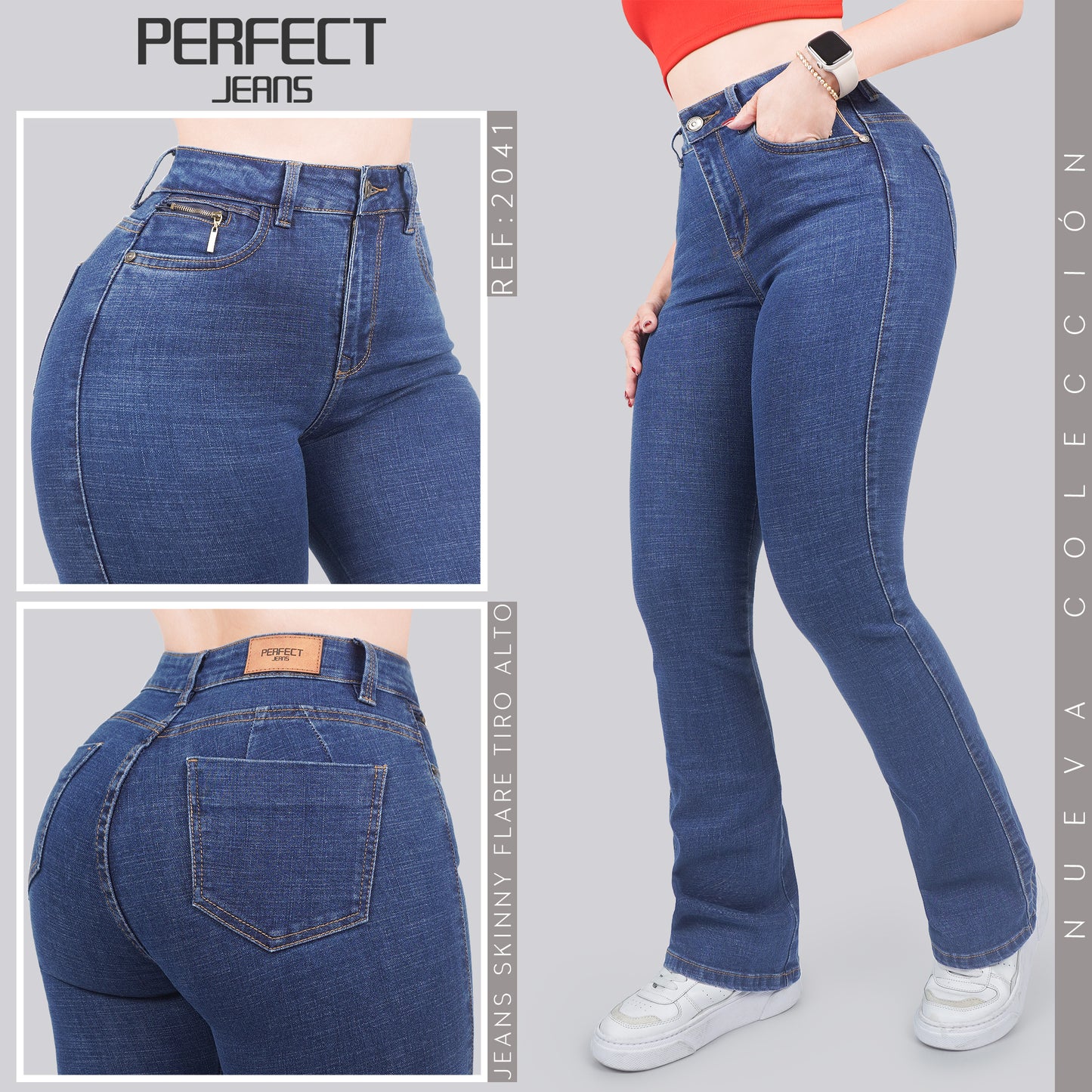 Jeans Skinny Flare Tiro Alto 2041