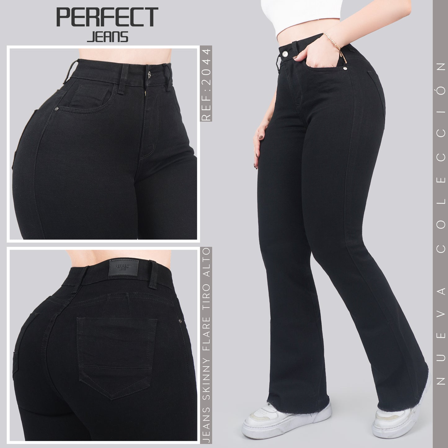 Jeans Skinny Flare Tiro Alto 2044
