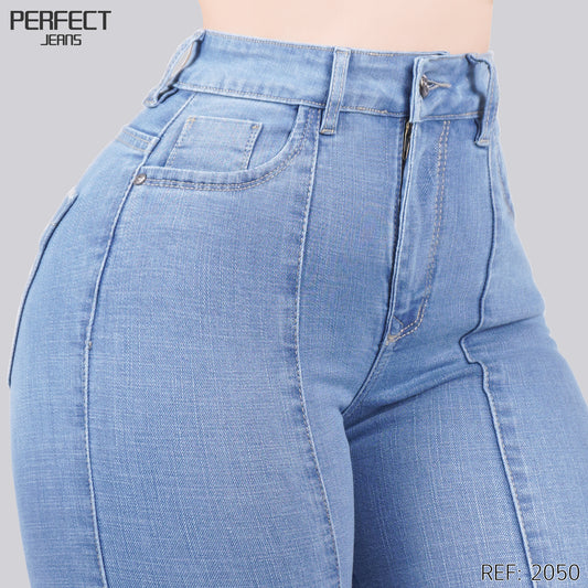Jeans Skinny Flare Tiro Alto 2050