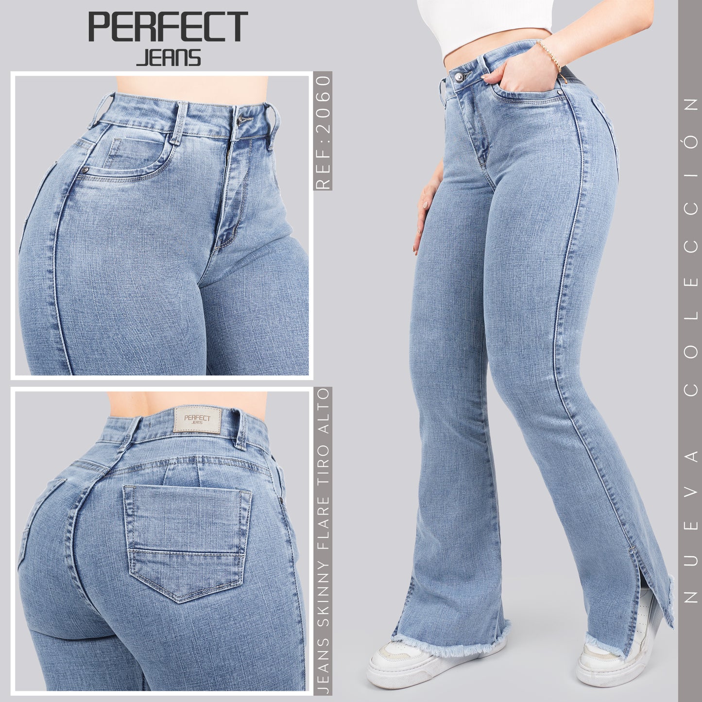 Jeans Skinny Flare Tiro Alto 2060