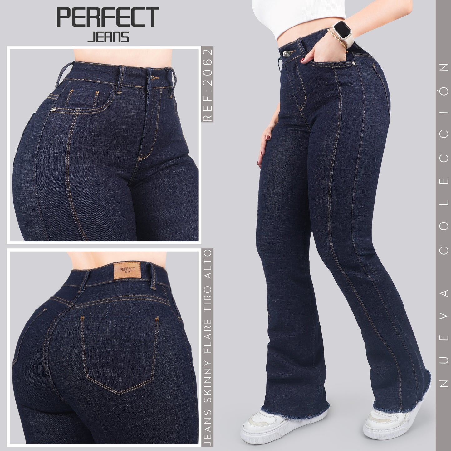 Jeans Skinny Flare Tiro Alto 2062