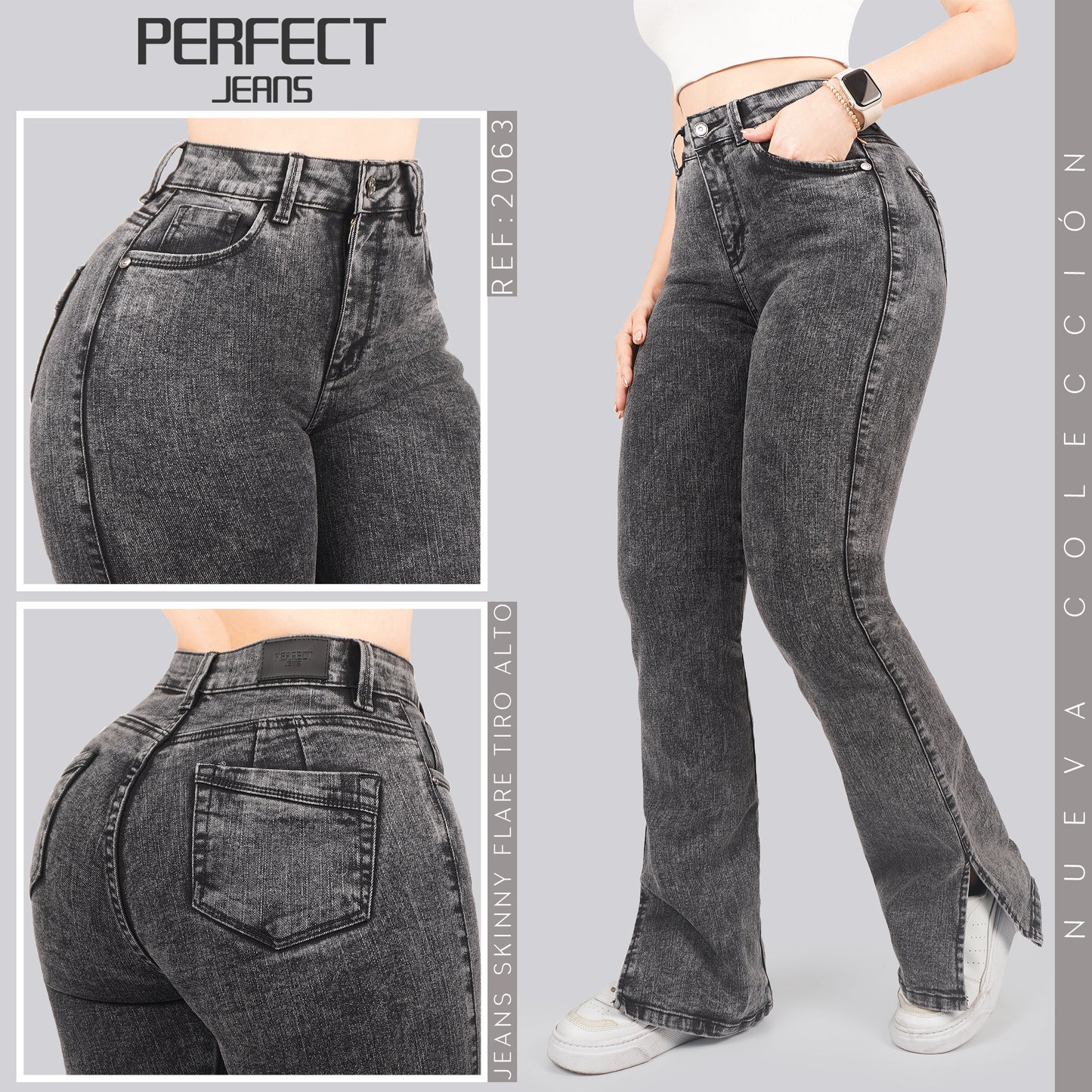 Jeans Skinny Flare Tiro Alto 2063