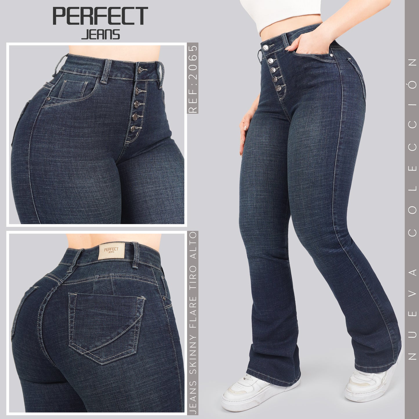 Jeans Skinny Flare Tiro Alto 2065