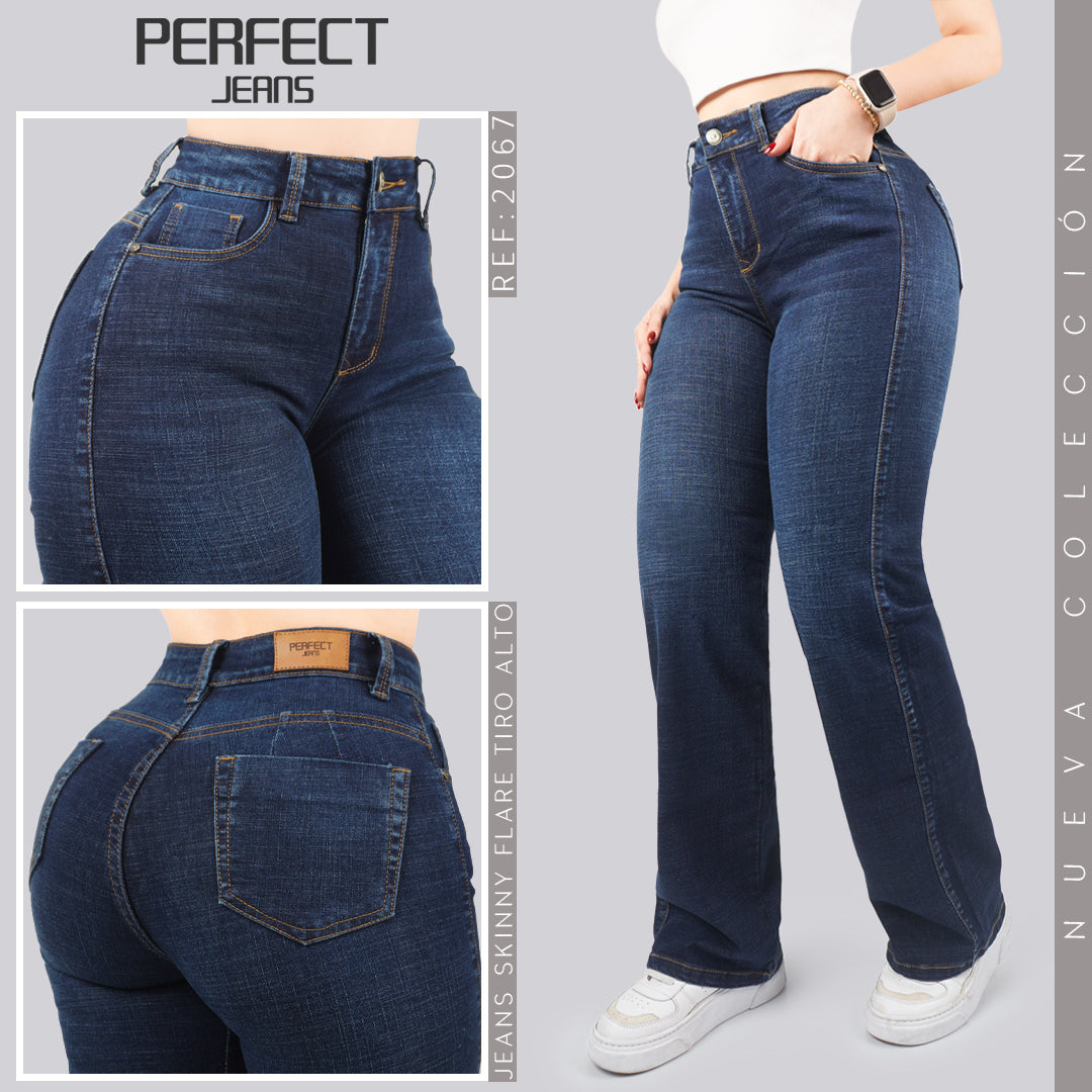 Jeans Skinny Flare Tiro Alto 2067