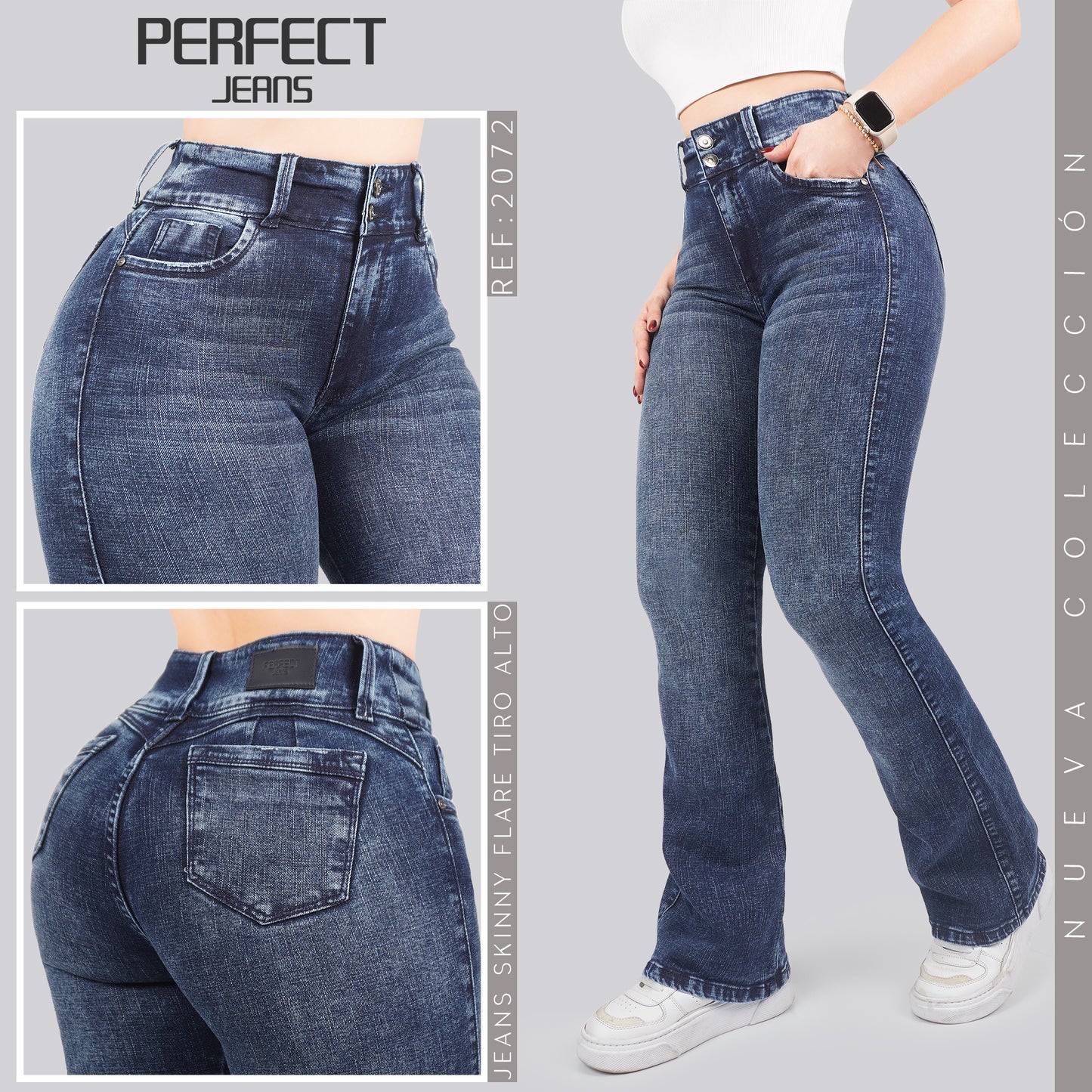 Jeans Skinny Flare Tiro Alto 2072