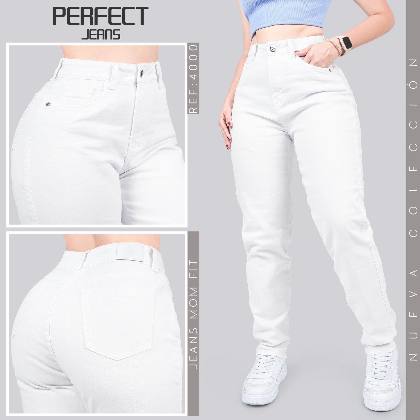 Jeans Mom Fit Tiro Alto 4000
