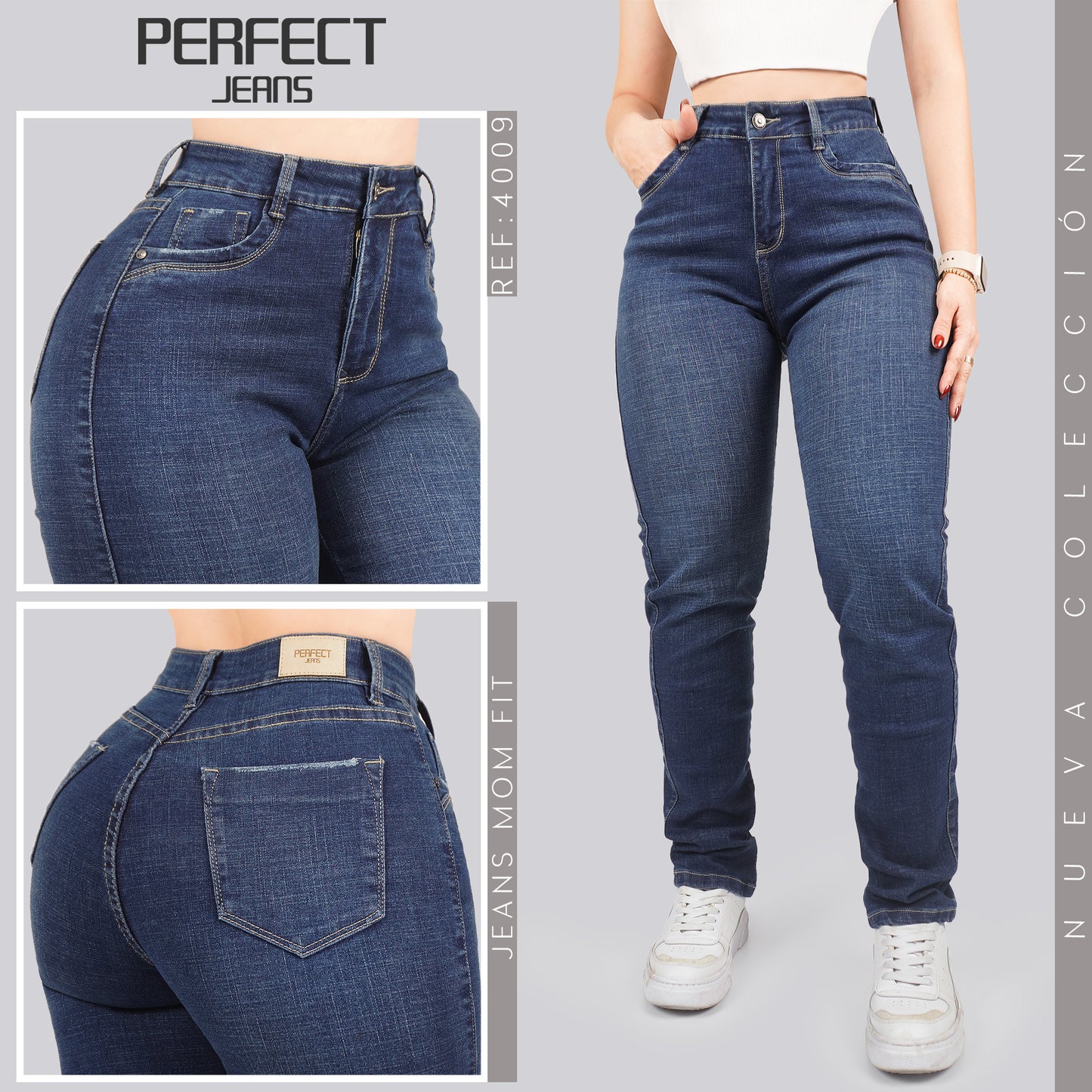 Jeans Mom Fit Tiro Alto 4009
