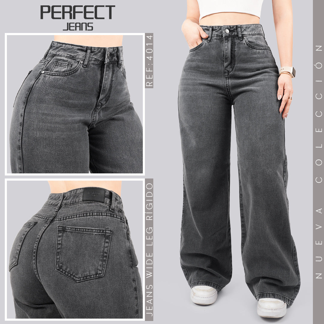 Jeans Wide Leg Rígido Tiro Alto 4014