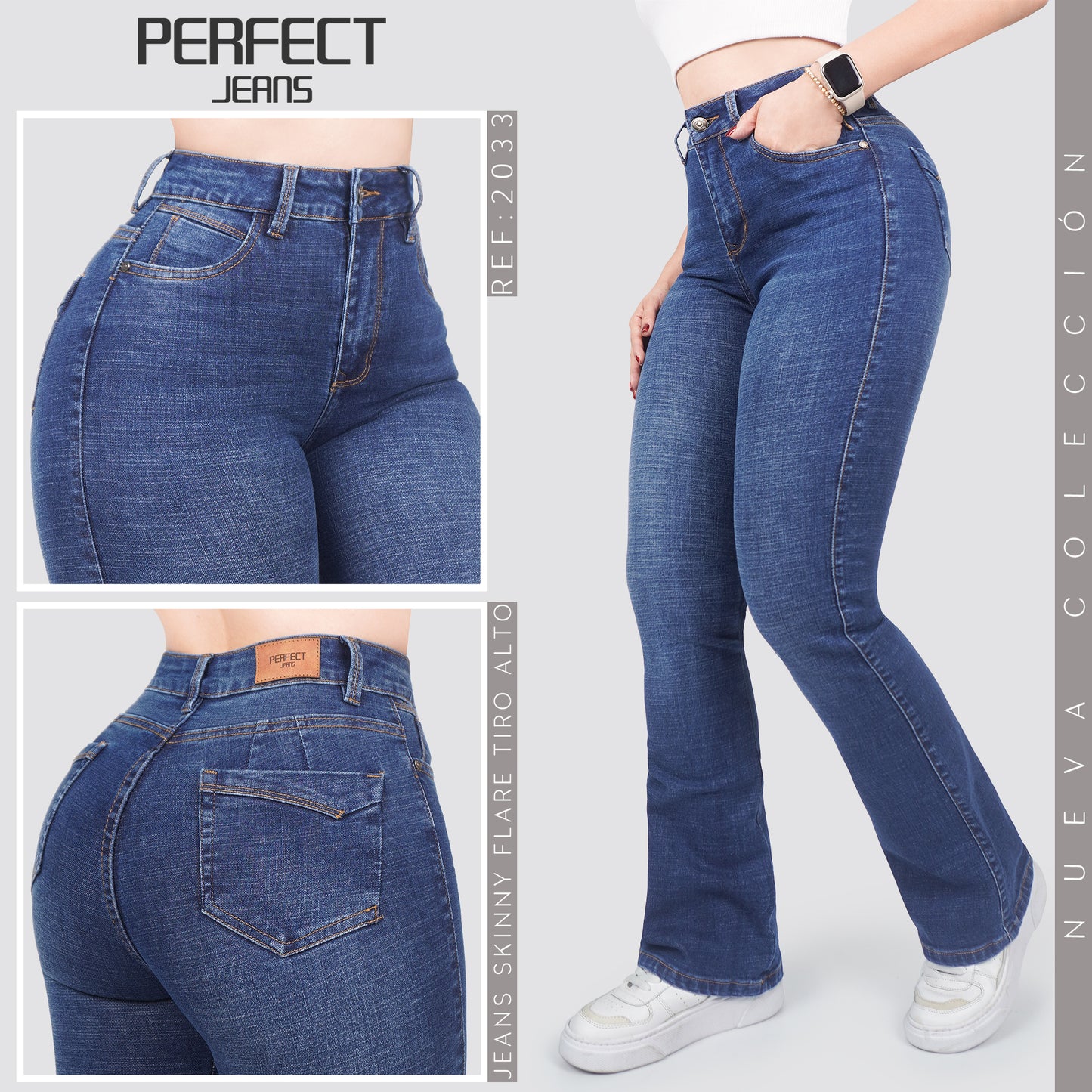 Jeans Skinny Flare Tiro Alto 2033