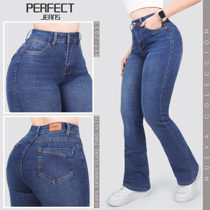 Jeans Skinny Flare Tiro Alto 2033