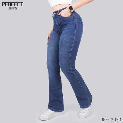Jeans Skinny Flare Tiro Alto 2033