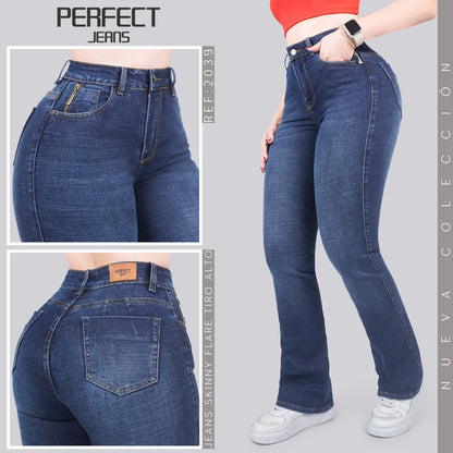 Jeans Skinny Flare Tiro Alto 2039
