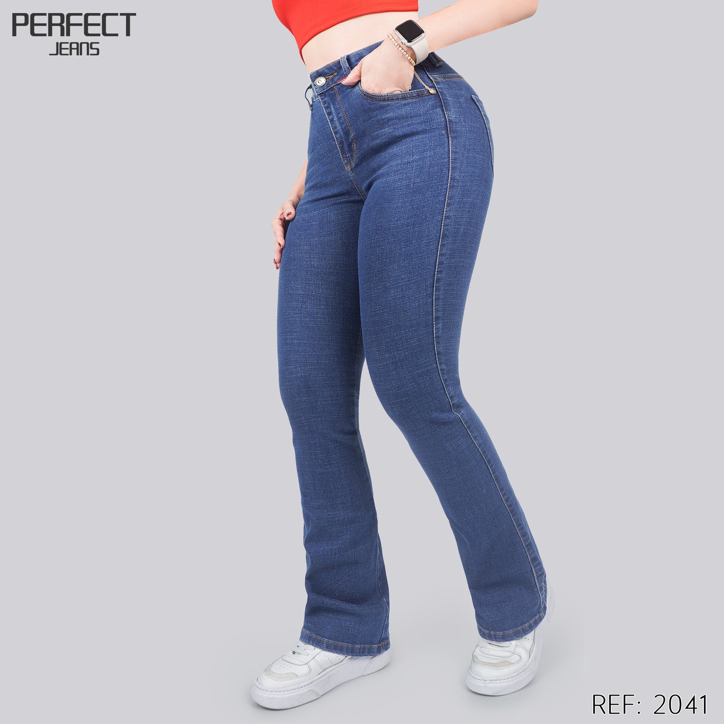 Jeans Skinny Flare Tiro Alto 2041