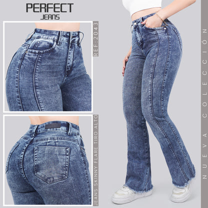 Jeans Skinny Flare Tiro Alto 2043