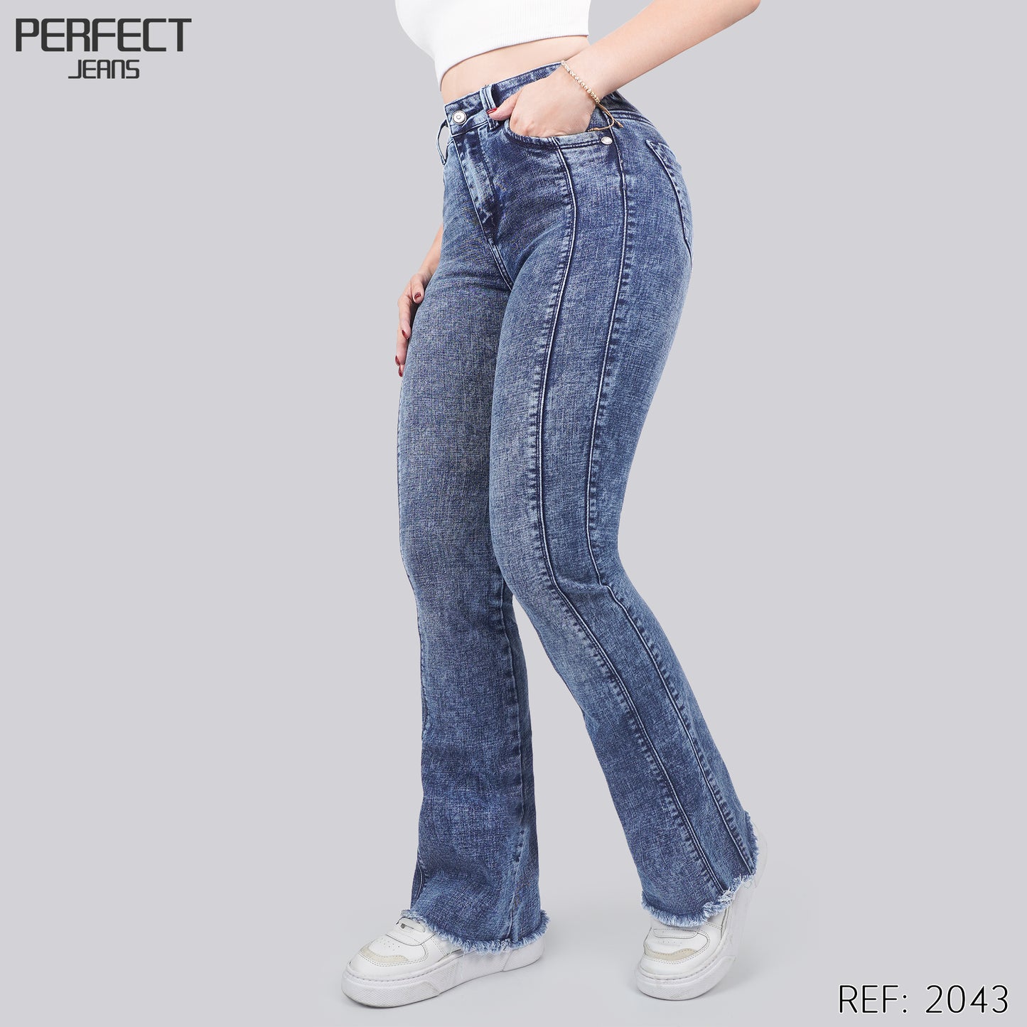 Jeans Skinny Flare Tiro Alto 2043