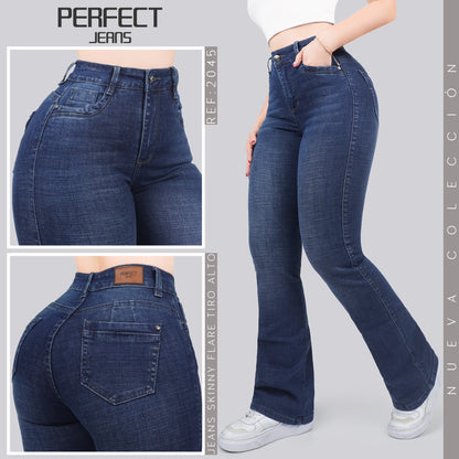 Jeans Skinny Flare Tiro Alto 2045