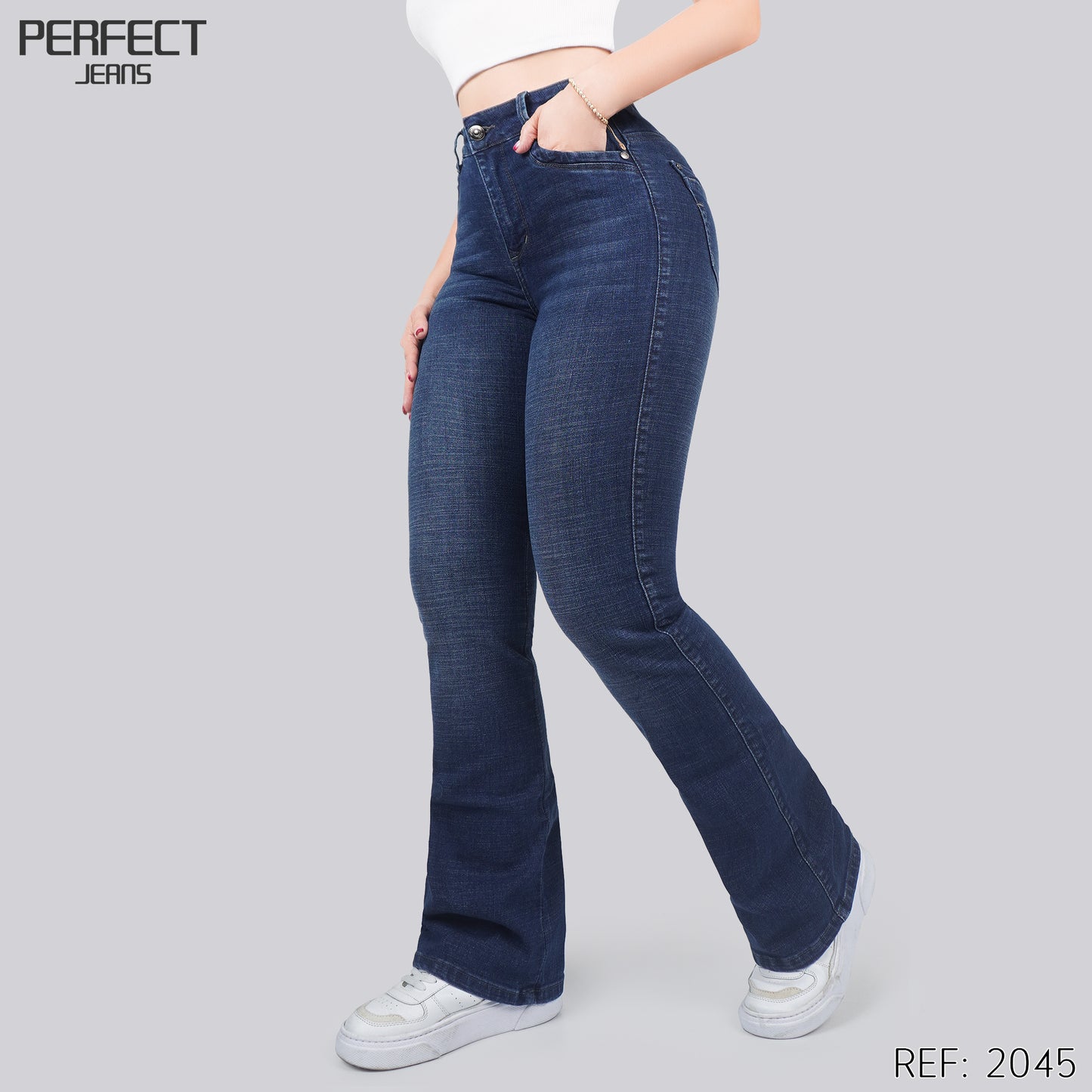 Jeans Skinny Flare Tiro Alto 2045
