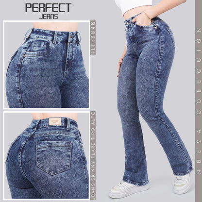 Jeans Skinny Flare Tiro Alto 2046