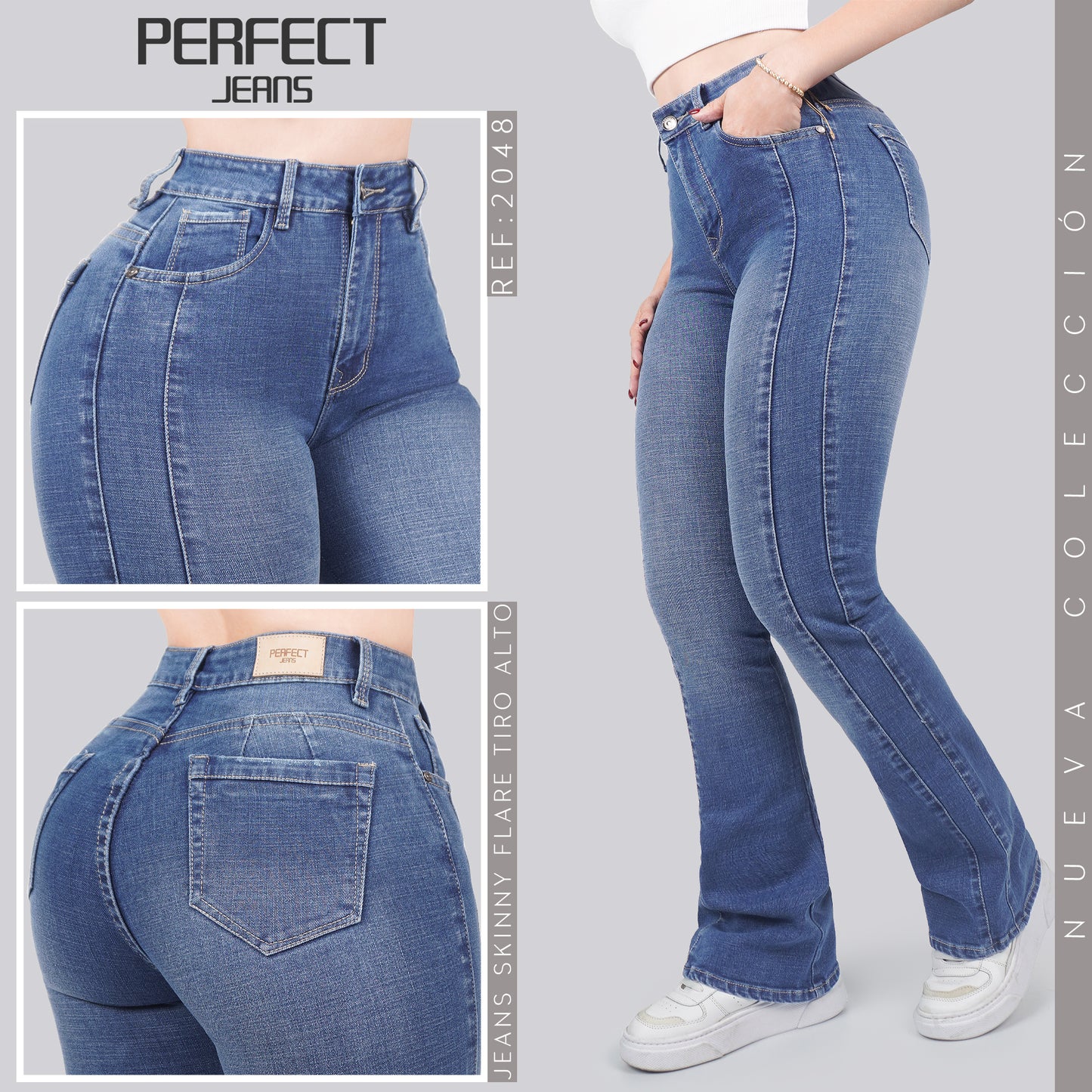 Jeans Skinny Flare Tiro Alto 2048
