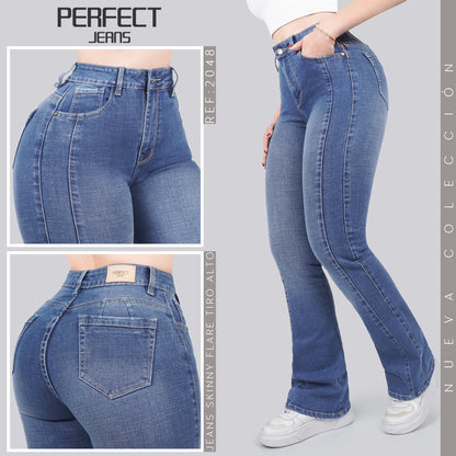 Jeans Skinny Flare Tiro Alto 2048