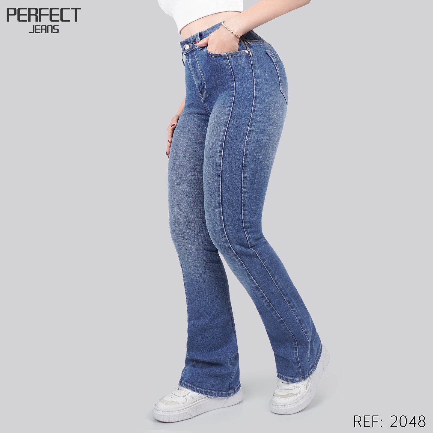 Jeans Skinny Flare Tiro Alto 2048