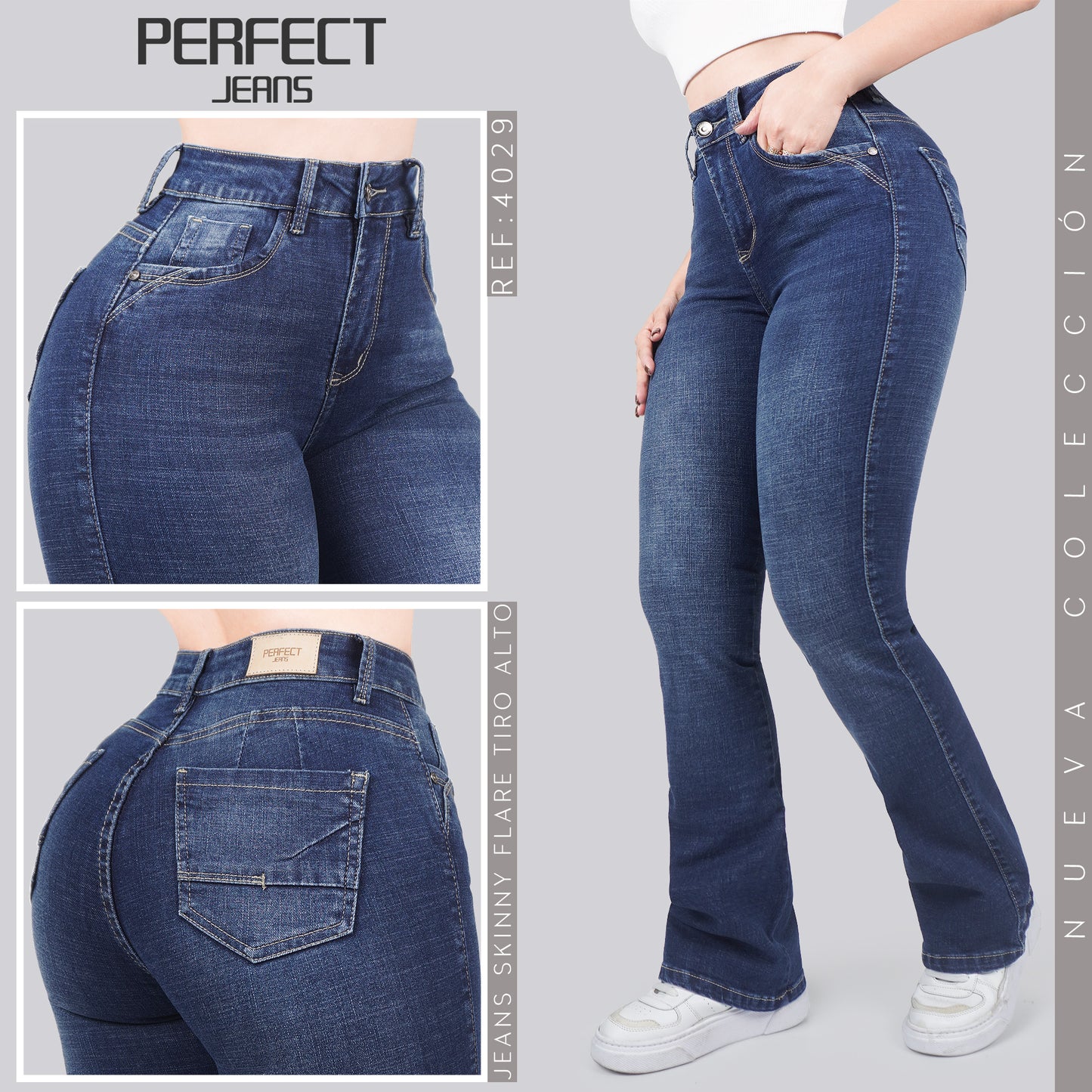 Jeans Skinny Flare Tiro Alto 2049