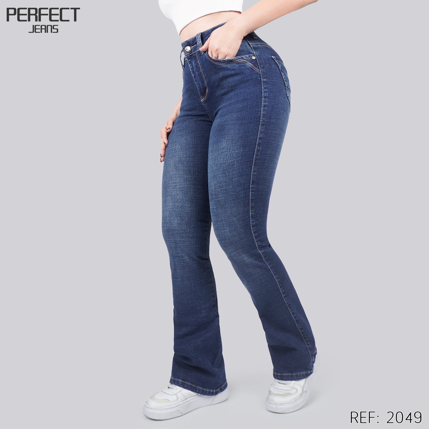 Jeans Skinny Flare Tiro Alto 2049