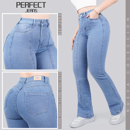Jeans Skinny Flare Tiro Alto 2050