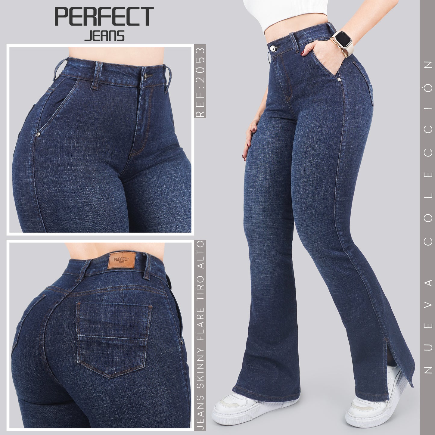 Jeans Skinny Flare Tiro Alto 2053