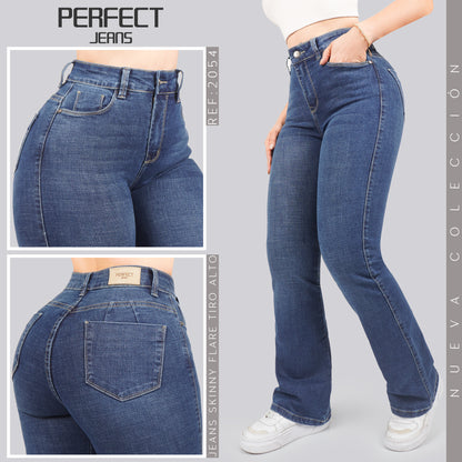 Jeans Skinny Flare Tiro Alto 2054