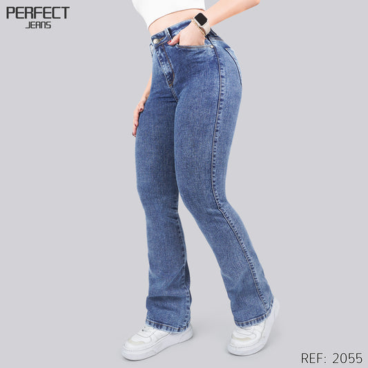 Jeans Skinny Flare Tiro Alto 2055