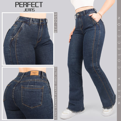 Jeans Skinny Flare Tiro Alto 2056