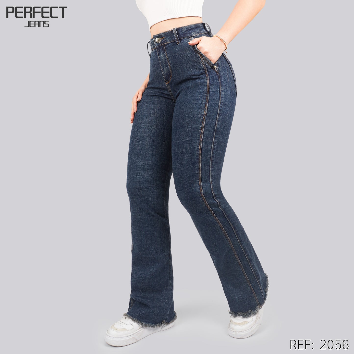 Jeans Skinny Flare Tiro Alto 2056