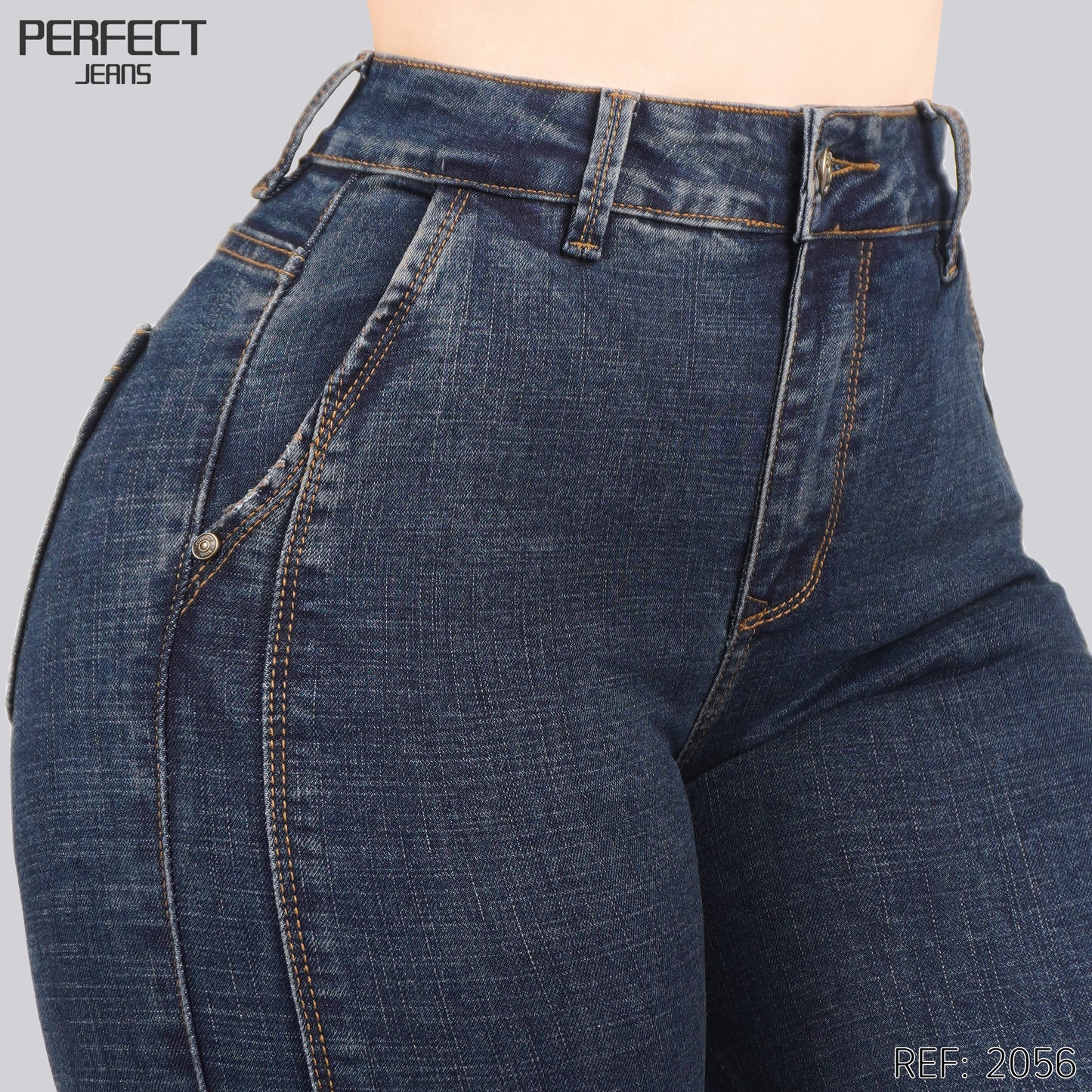 Jeans Skinny Flare Tiro Alto 2056