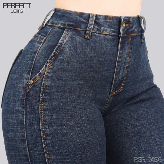 Jeans Skinny Flare Tiro Alto 2056
