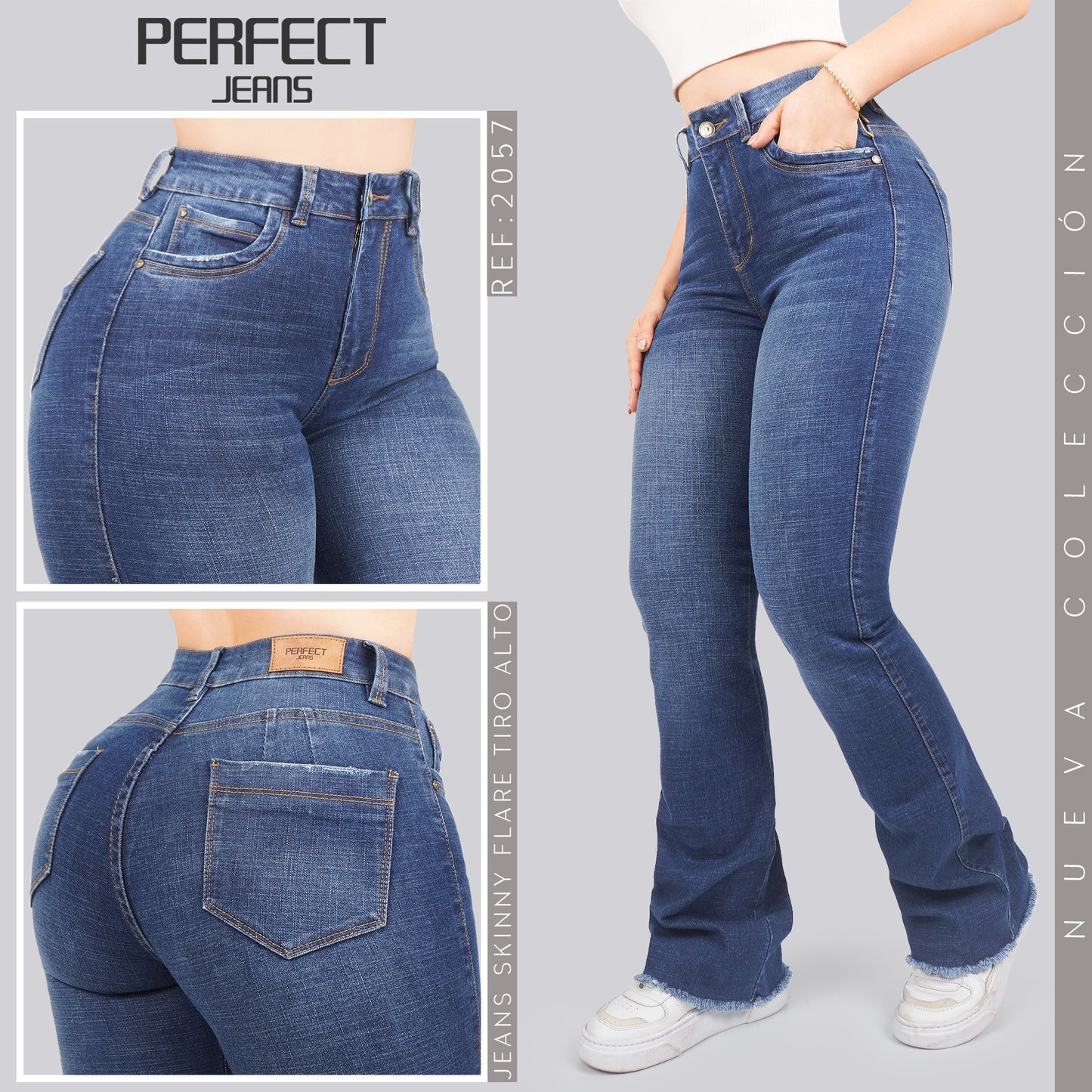Jeans Skinny Flare Tiro Alto 2057