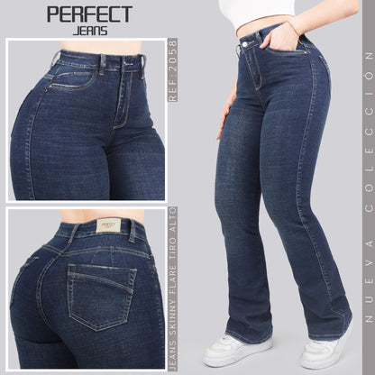 Jeans Skinny Flare Tiro Alto 2058