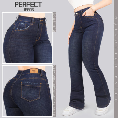 Jeans Skinny Flare Tiro Alto 2059
