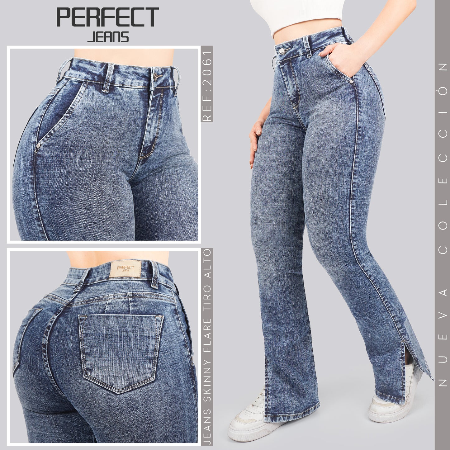 Jeans Skinny Flare Tiro Alto 2061