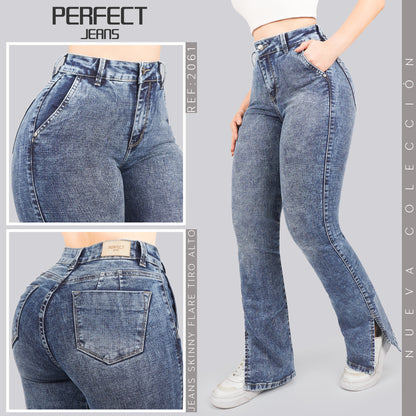 Jeans Skinny Flare Tiro Alto 2061