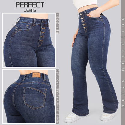 Jeans Skinny Flare Tiro Alto 2064