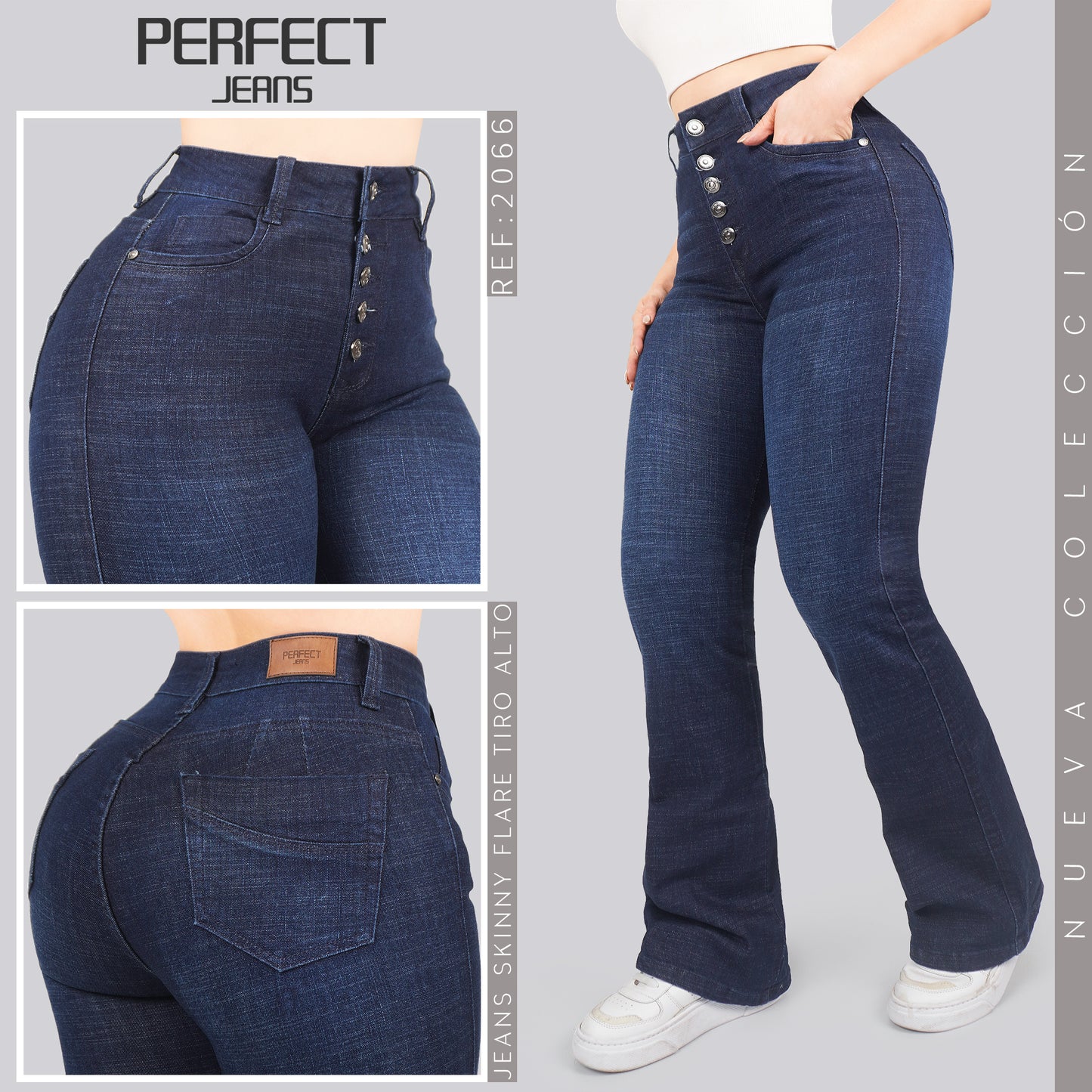Jeans Skinny Flare Tiro Alto 2066