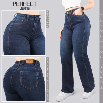 Jeans Skinny Flare Tiro Alto 2067