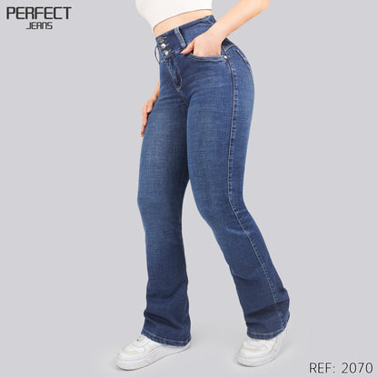 Jeans Skinny Flare Tiro Alto 2070