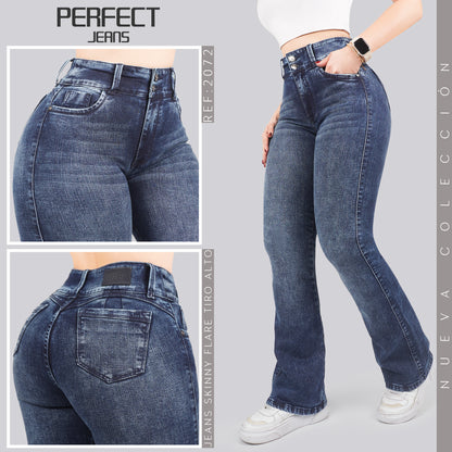 Jeans Skinny Flare Tiro Alto 2072