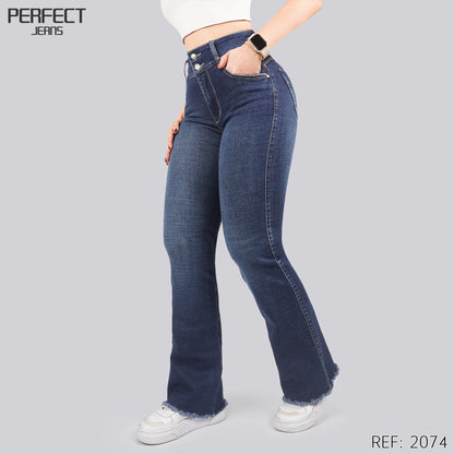 Jeans Skinny Flare Tiro Alto 2074