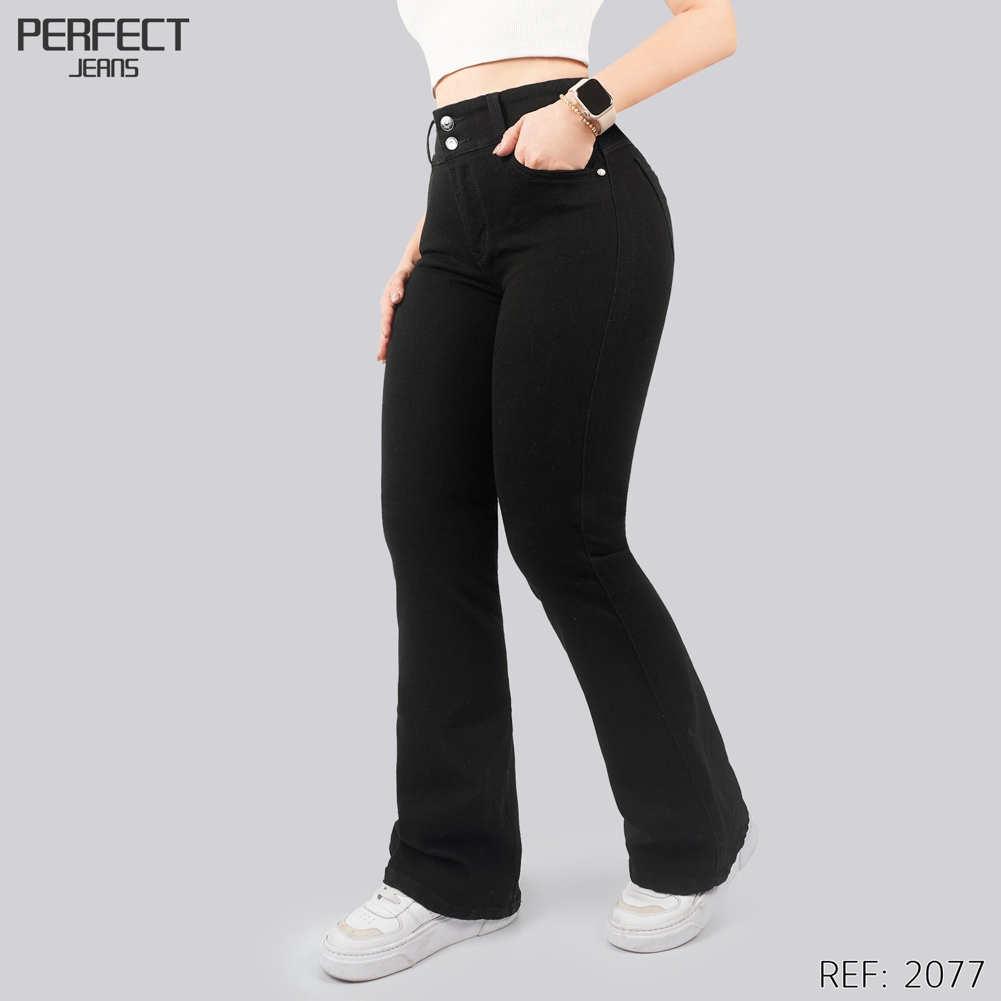 Jeans Skinny Flare Tiro Alto 2077