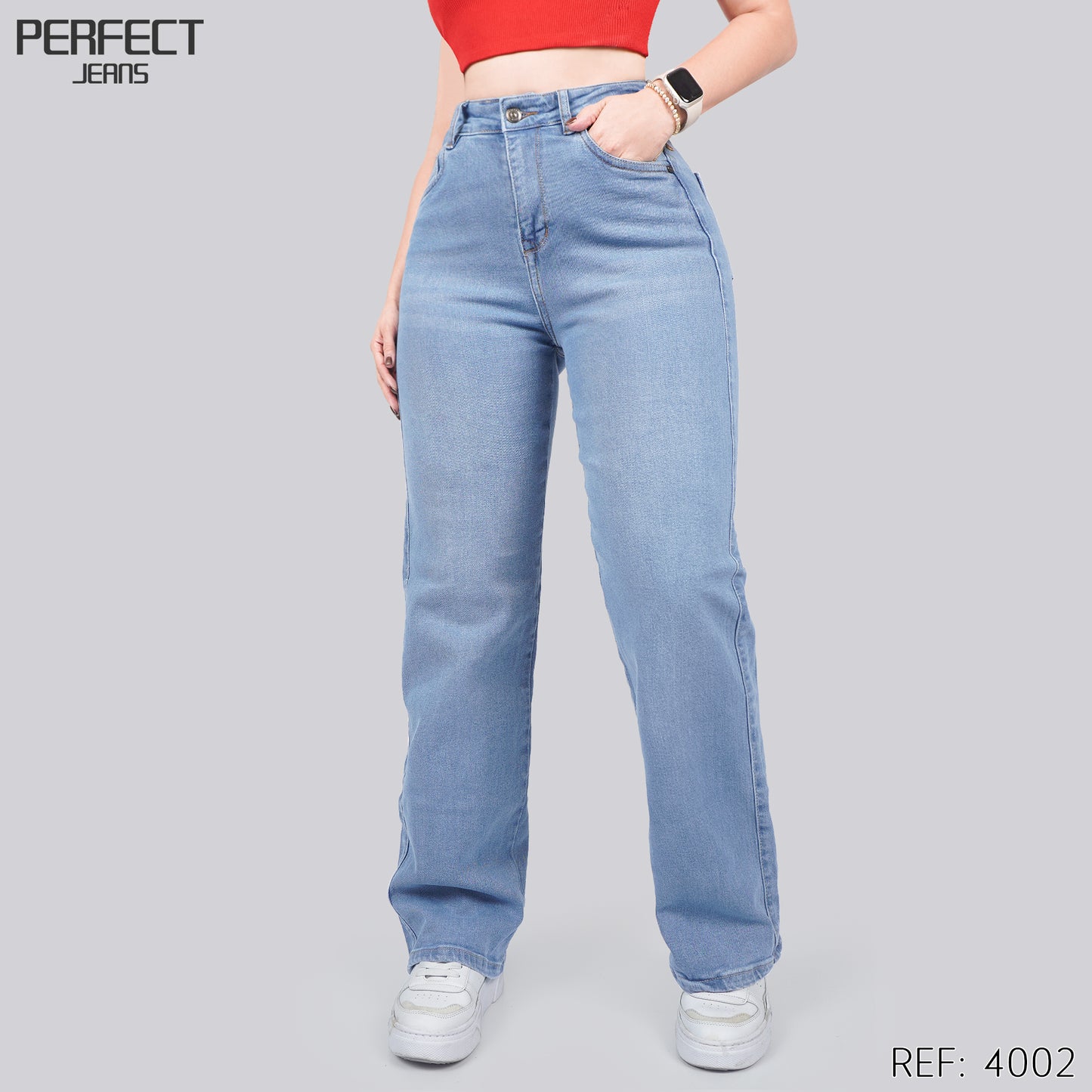 Jeans Bota Recta Tiro Alto 4002