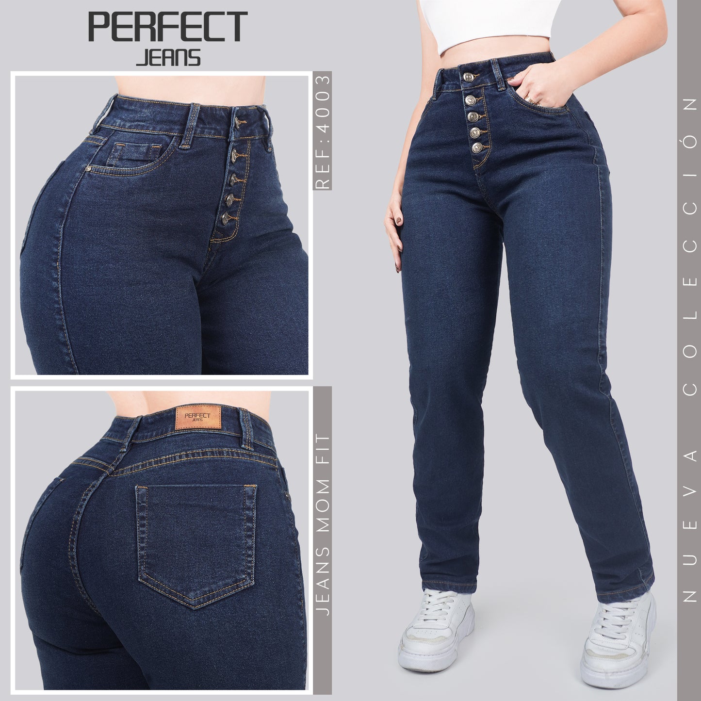 Jeans Mom Fit Tiro Alto 4003