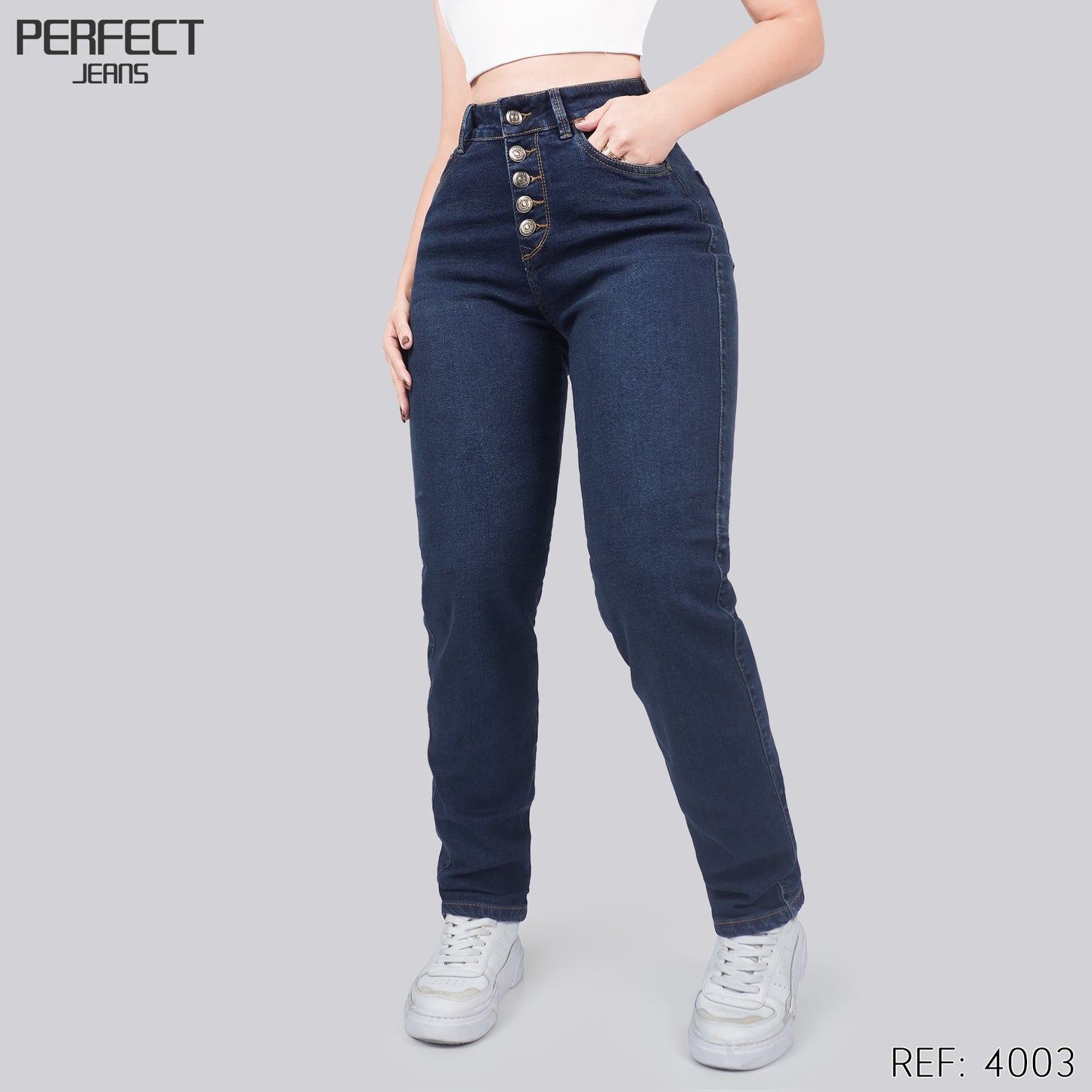 Jeans Mom Fit Tiro Alto 4003